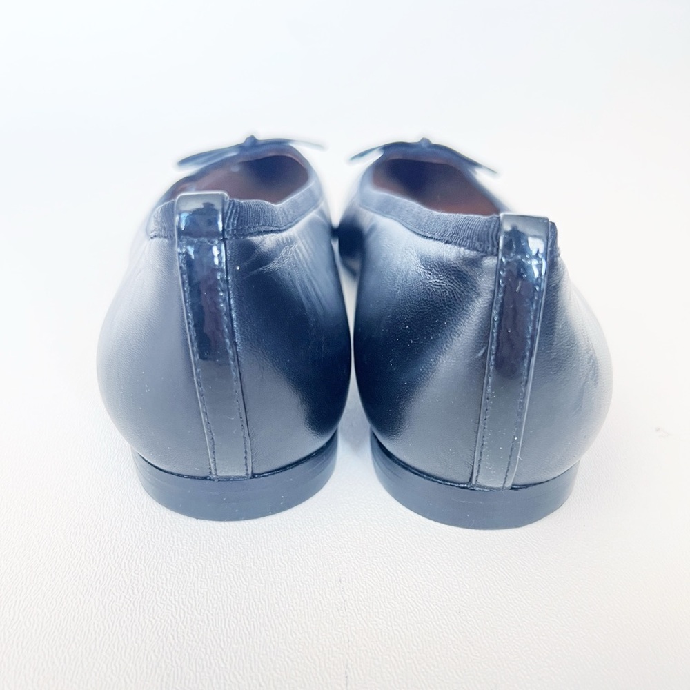 Margaux Black Pointed-Toe Leather Ballet Flats with Bow - Picture 3 of 10